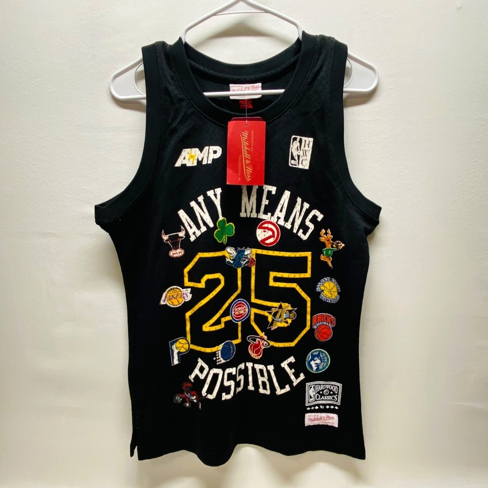 NBA AMP Tank‎ Top Small Black Sleeveless Mesh Jersey Style HWC Mitchell Ness NWT